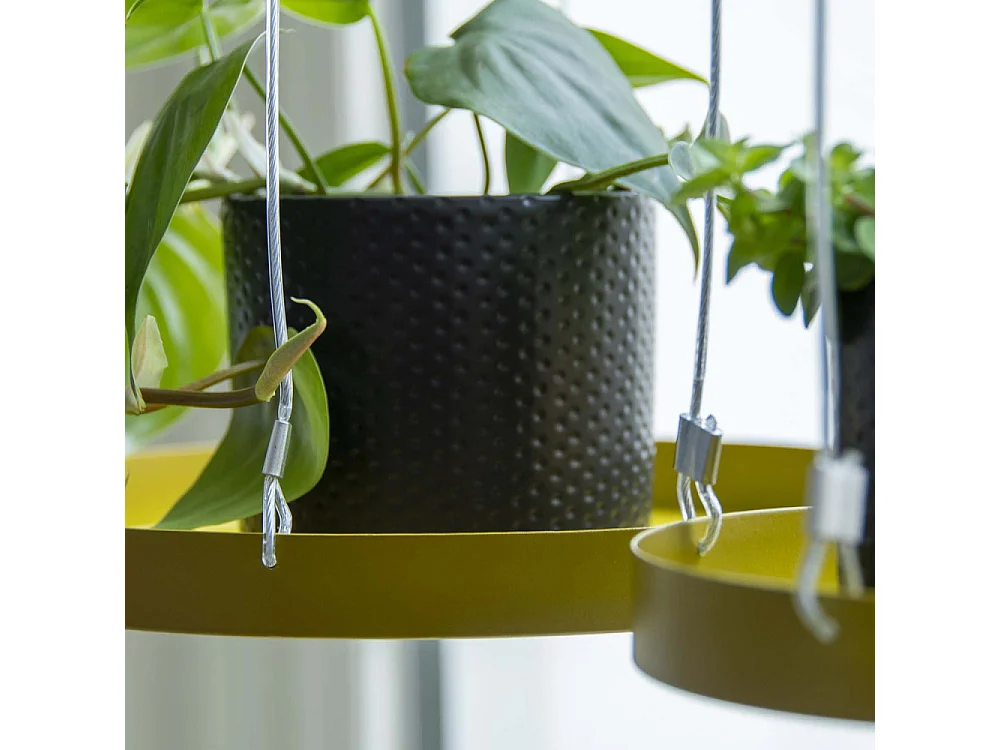 Support à plantes rond à suspendre doré Diamètre de 24 cm