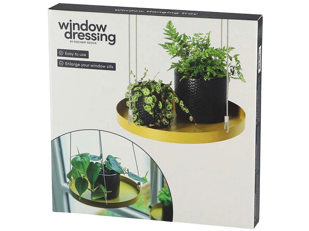 Support à plantes rond à suspendre doré Diamètre de 24 cm