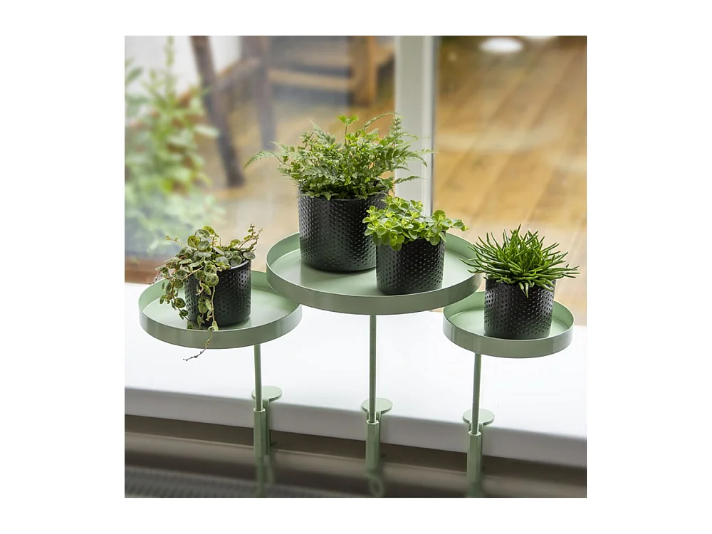 Support à plantes rond  à fixer hauteur réglable vert 24.6 x 18 cm