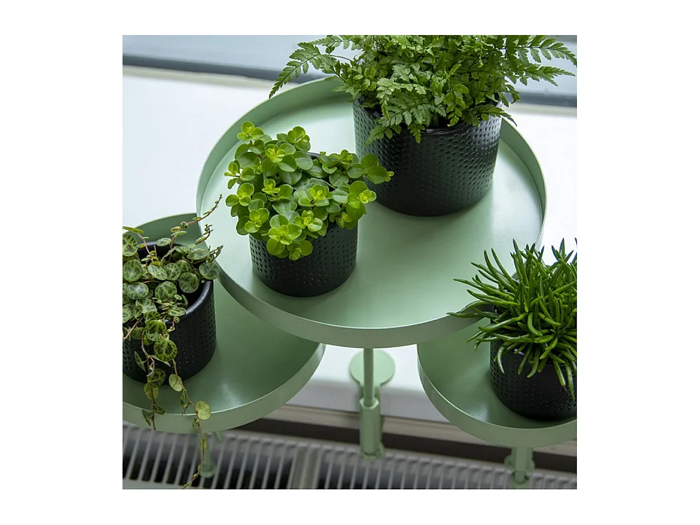 Support à plantes rond  à fixer hauteur réglable vert 24.6 x 18 cm