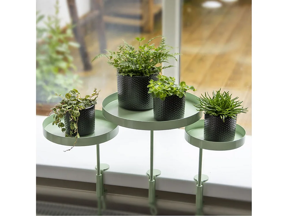 Support à plantes rond  à fixer hauteur réglable vert 24.6 x 18 cm