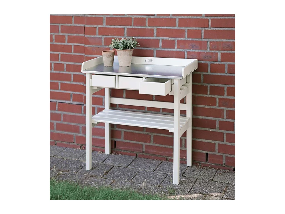 Table de jardinage en pin et zinc