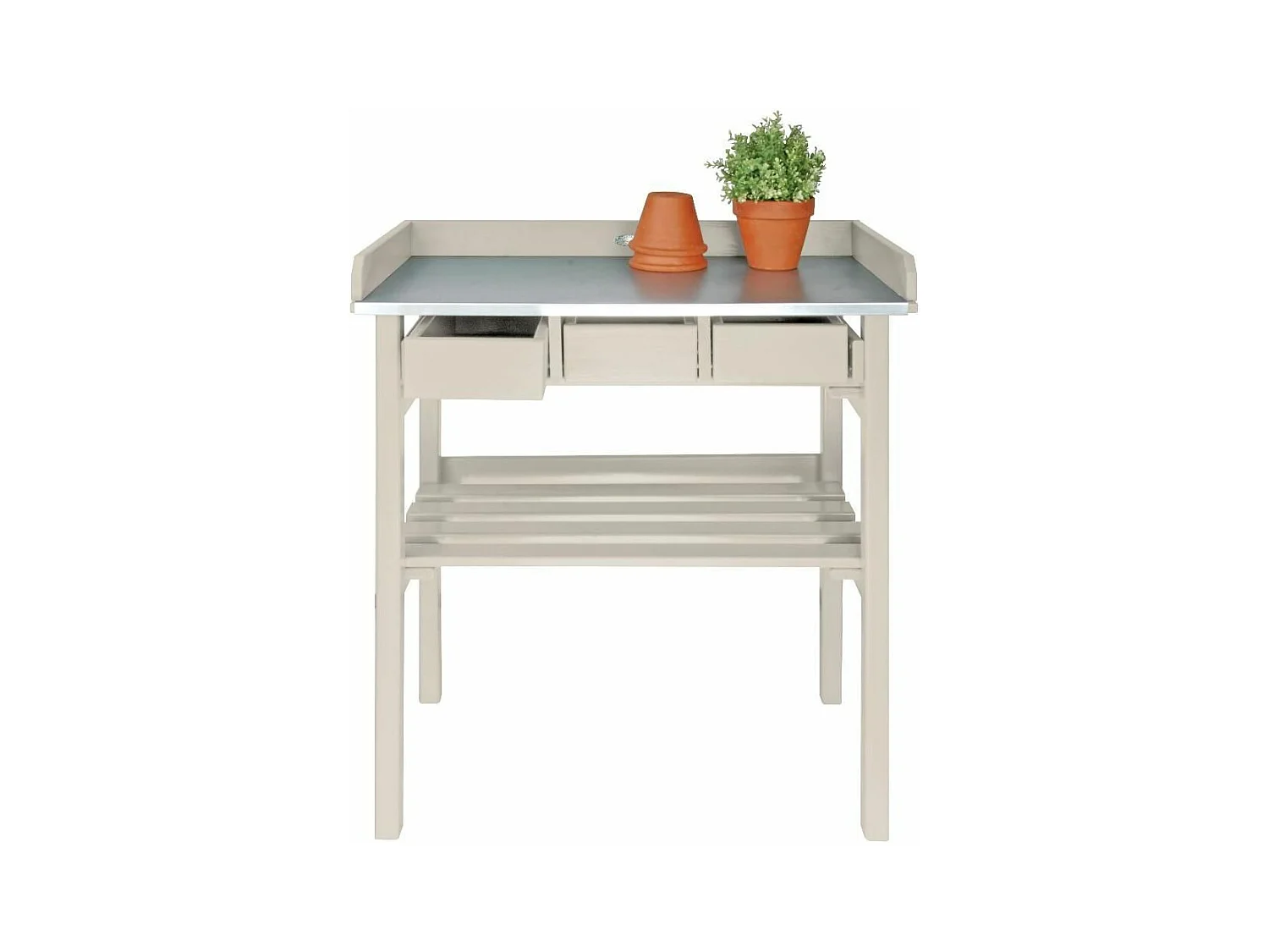 Table de jardinage en pin et zinc