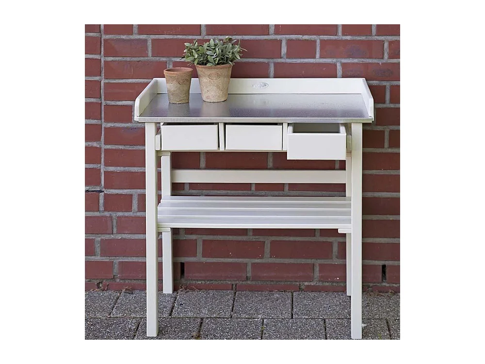 Table de jardinage en pin et zinc