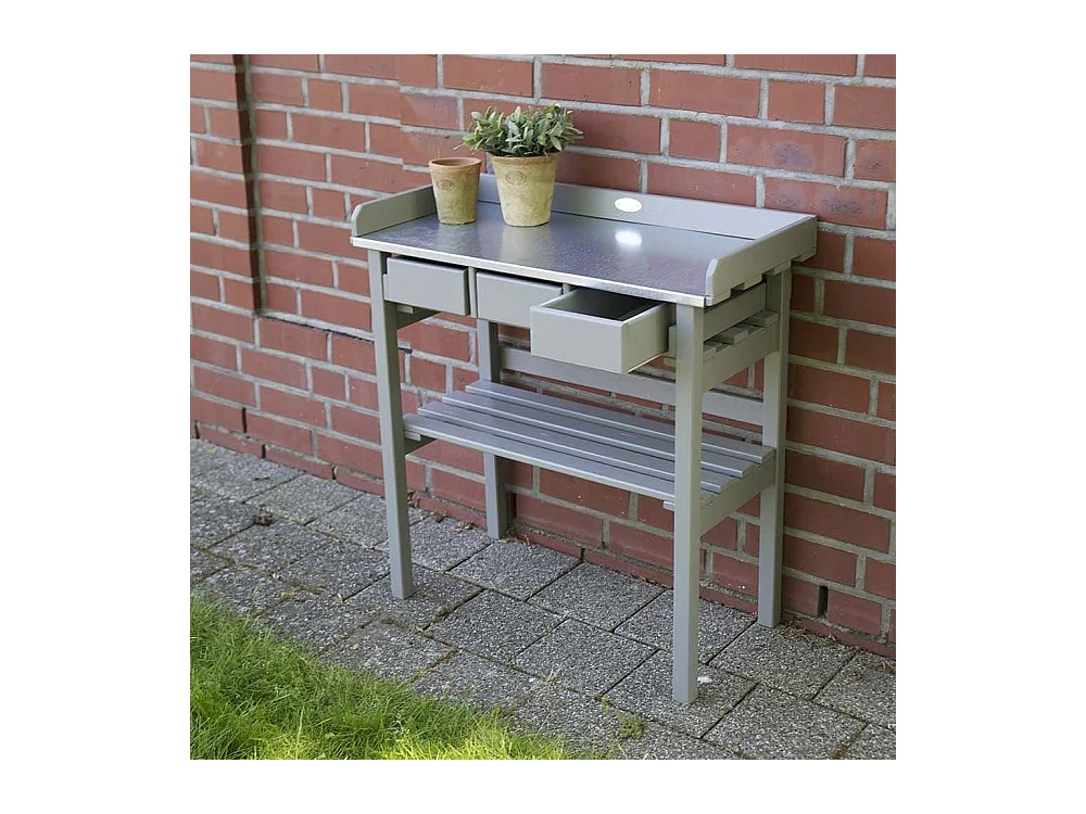 Table de jardinage en pin et zinc