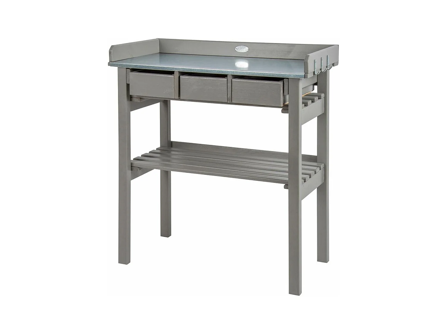 Table de jardinage en pin et zinc