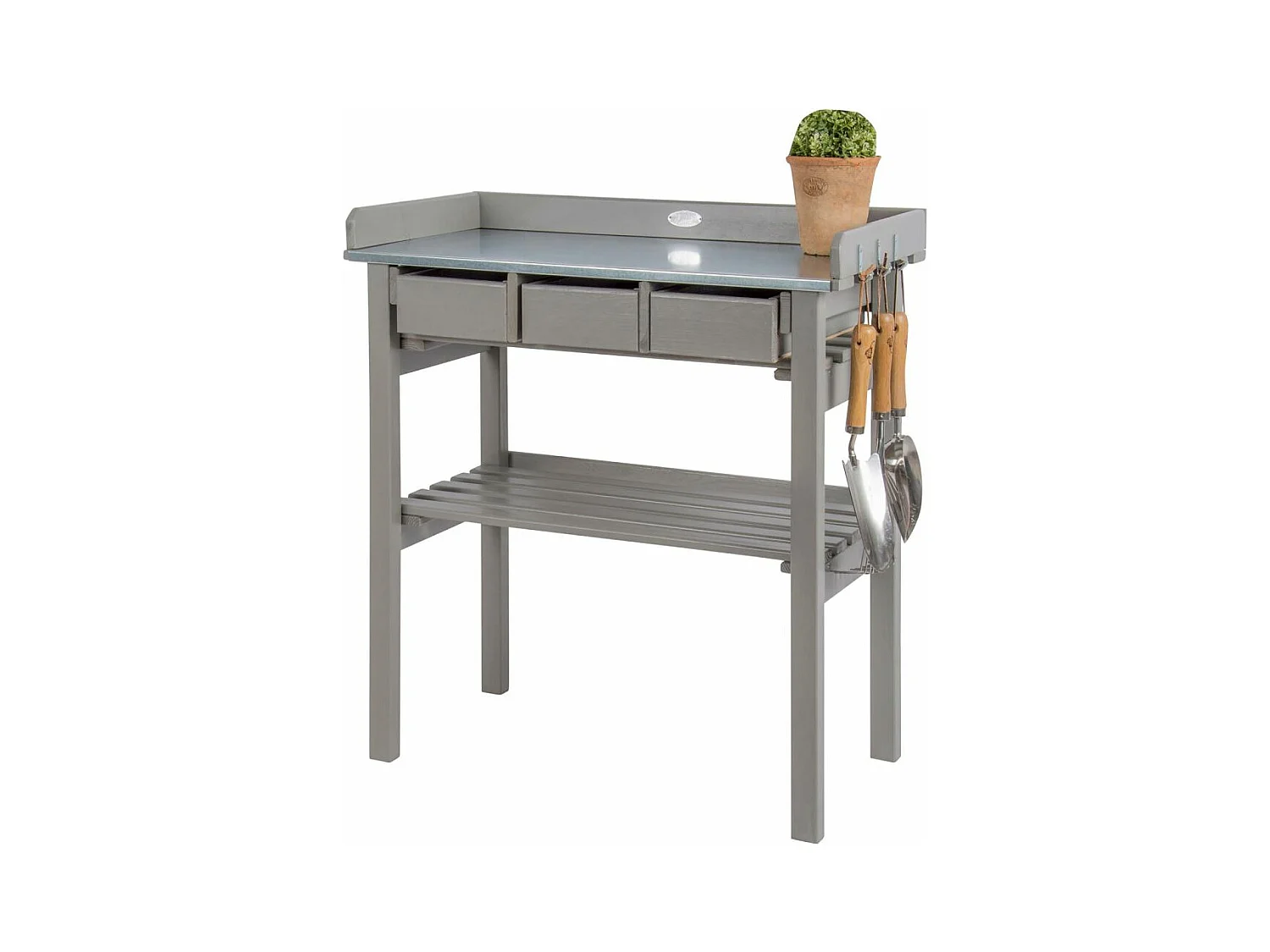 Table de jardinage en pin et zinc