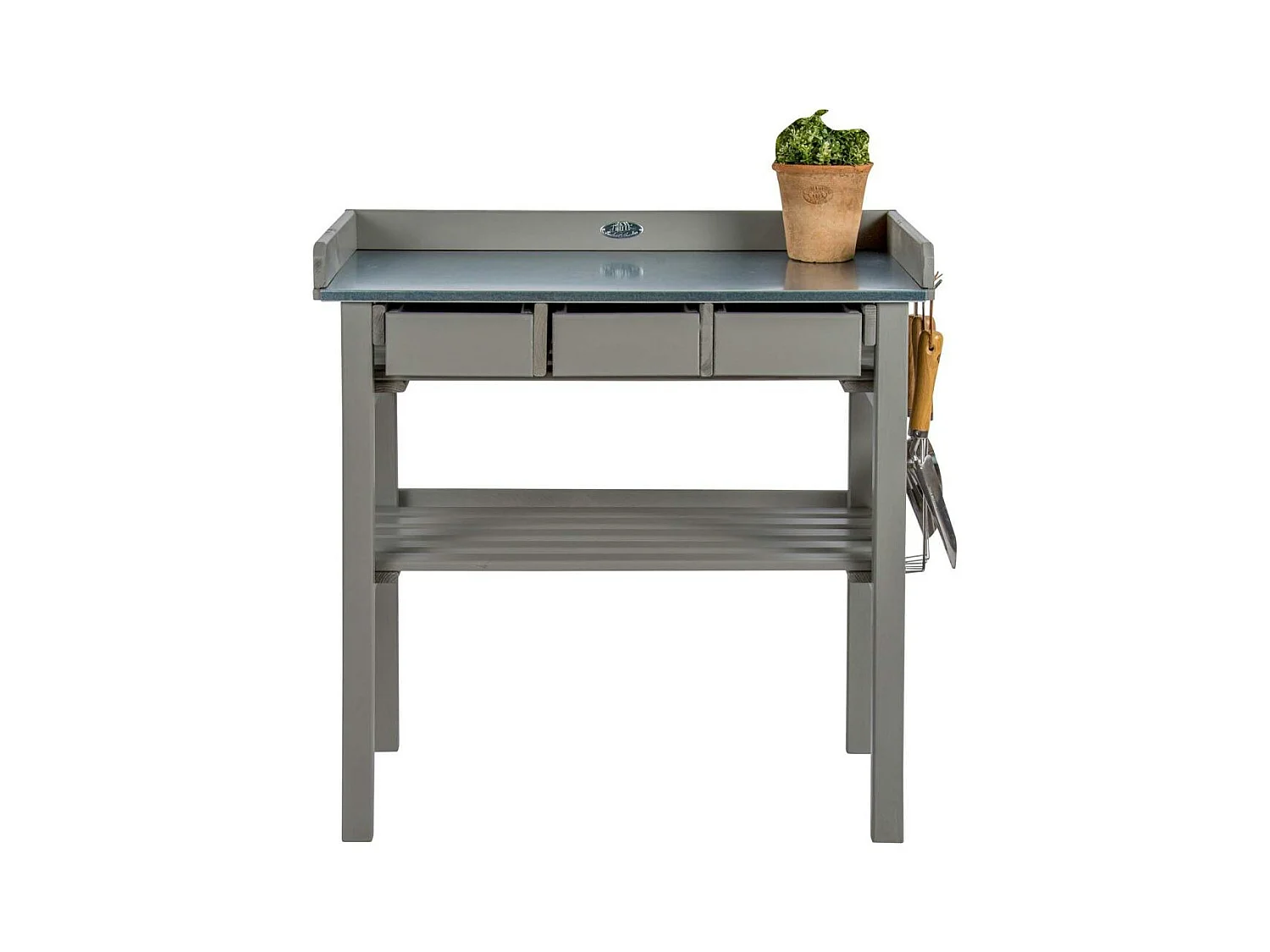 Table de jardinage en pin et zinc