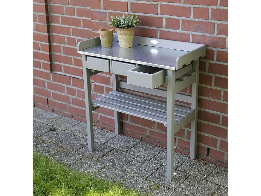 Table de jardinage en pin et zinc