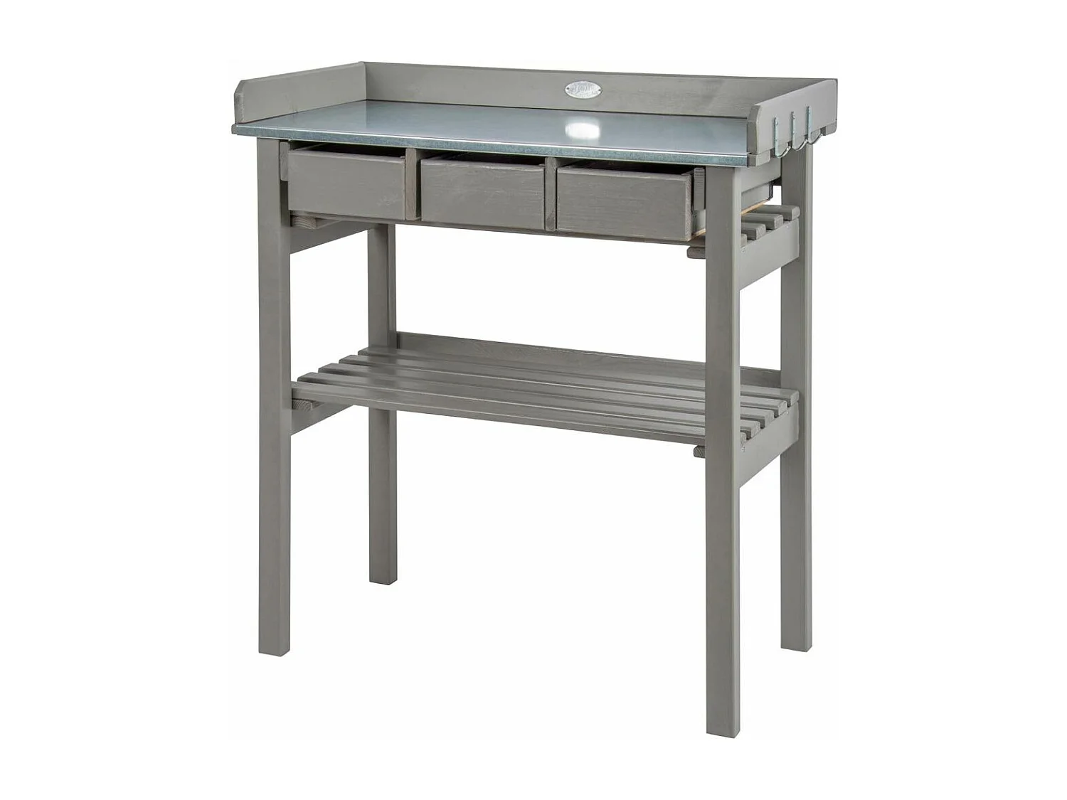 Table de jardinage en pin et zinc