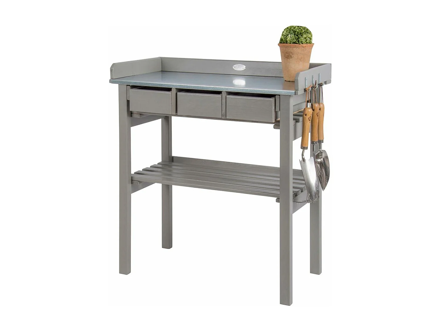 Table de jardinage en pin et zinc