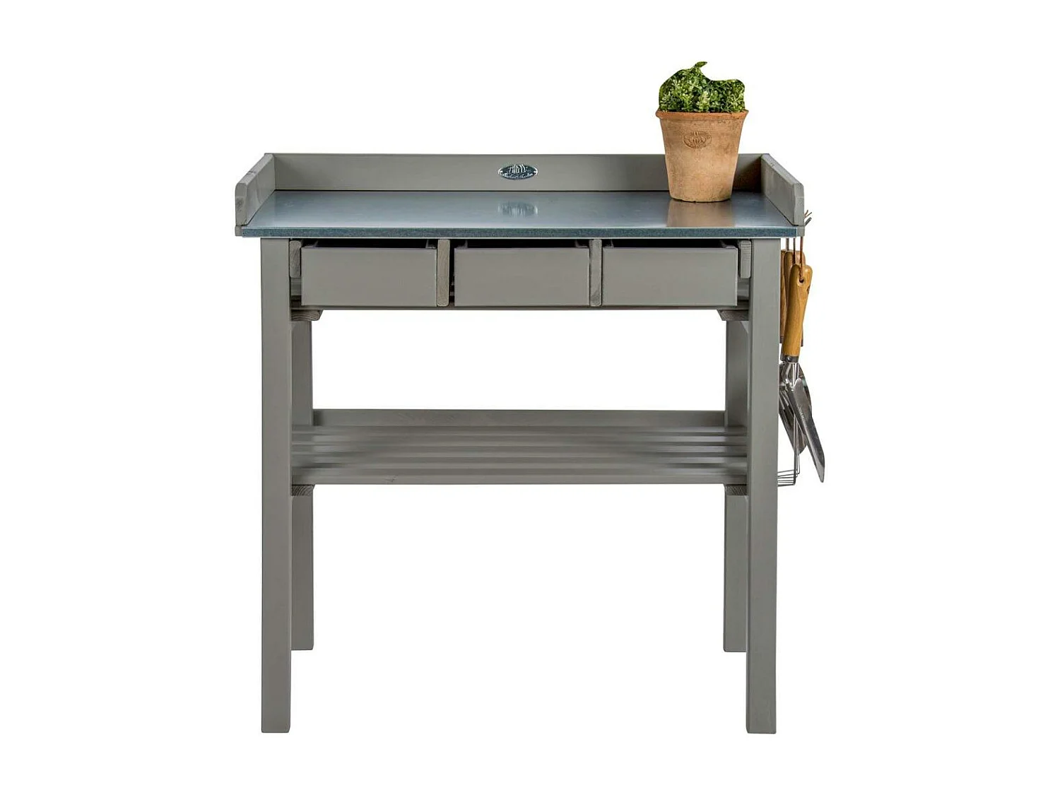 Table de jardinage en pin et zinc