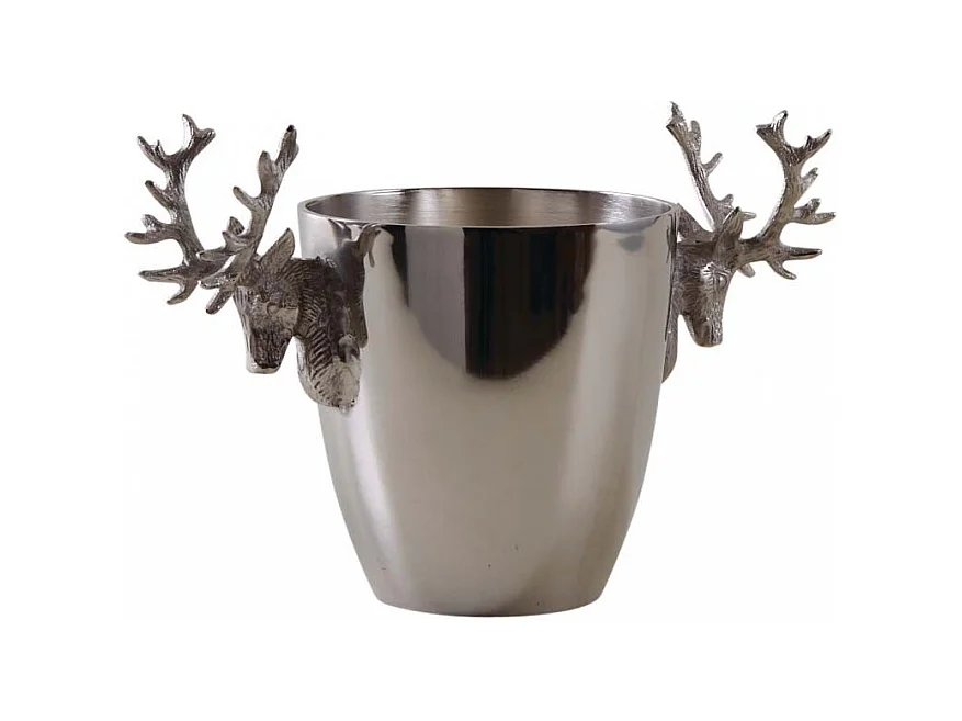 Seau à champagne tête de cerf en aluminium