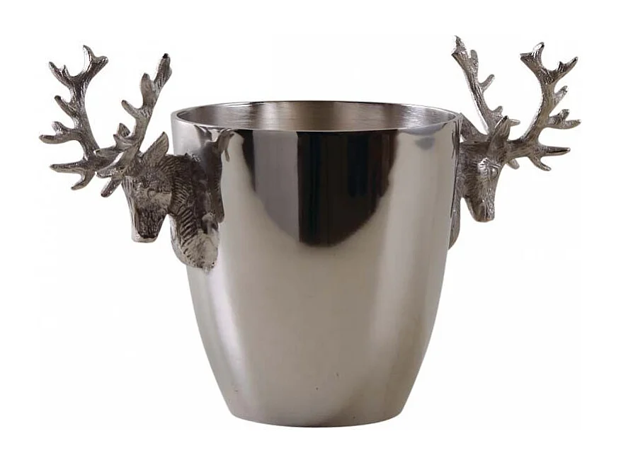 Seau à champagne tête de cerf en aluminium