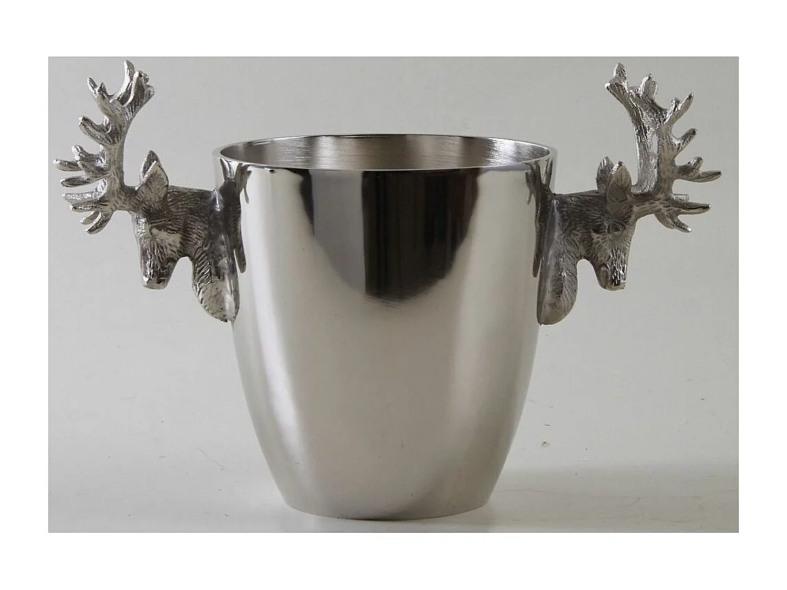 Seau à champagne tête de cerf en aluminium