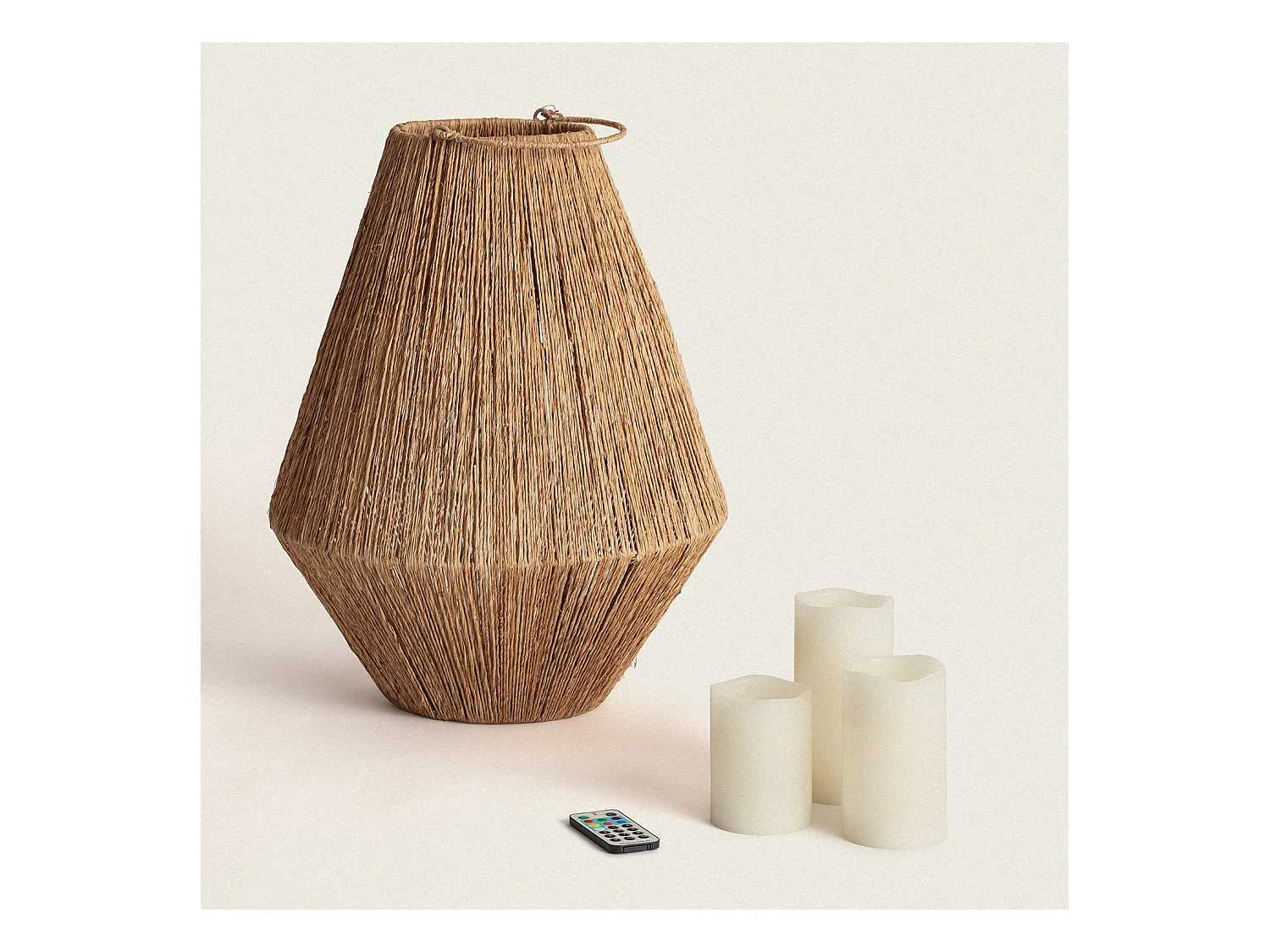 Lámpara de Mesa Yute Tuareg Color Natural con Control Remoto