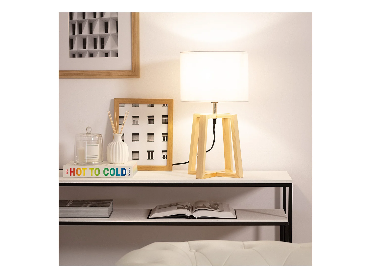 Lampe à Poser Bois Korsade Blanc