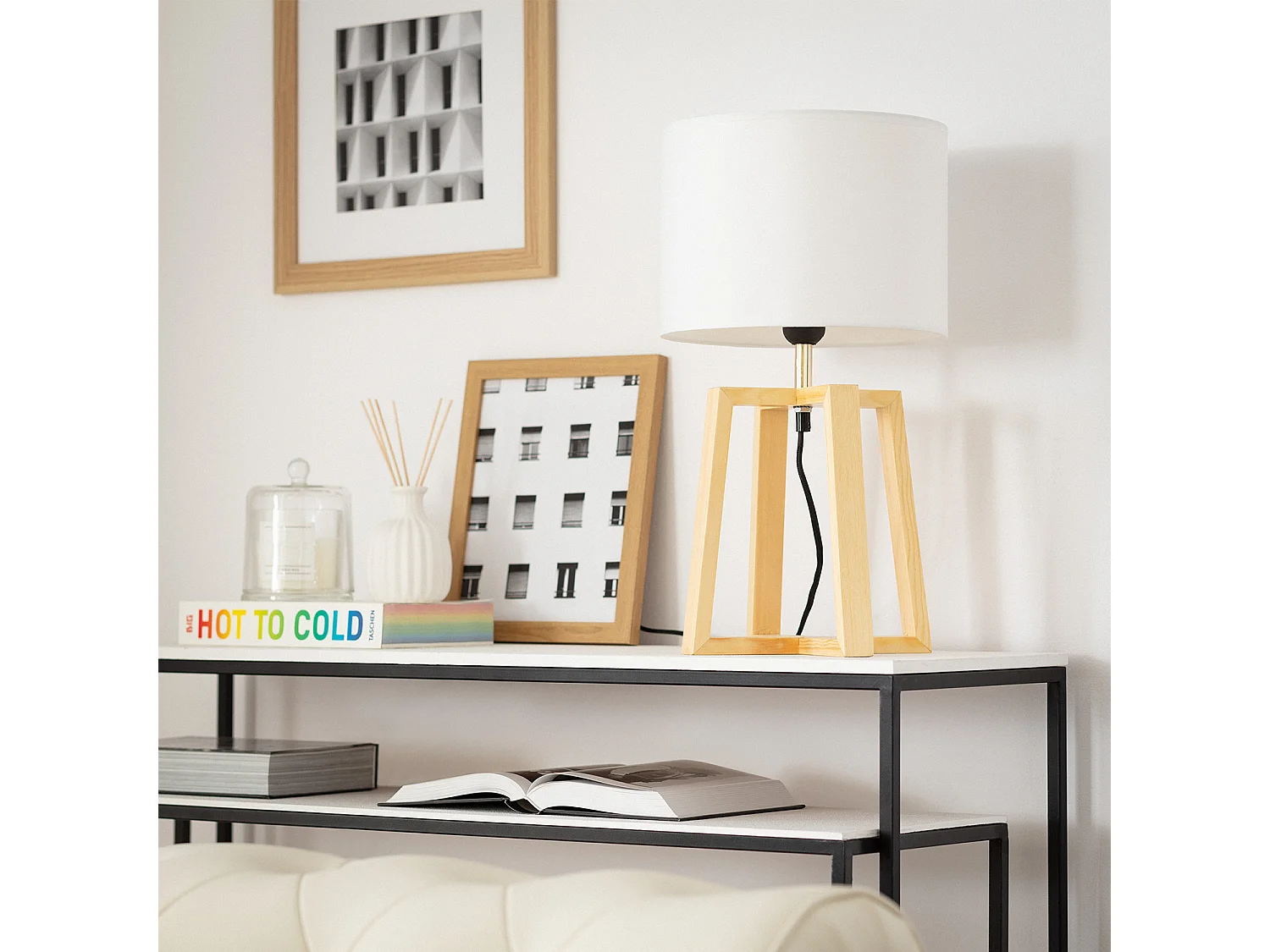 Lampe à Poser Bois Korsade Blanc