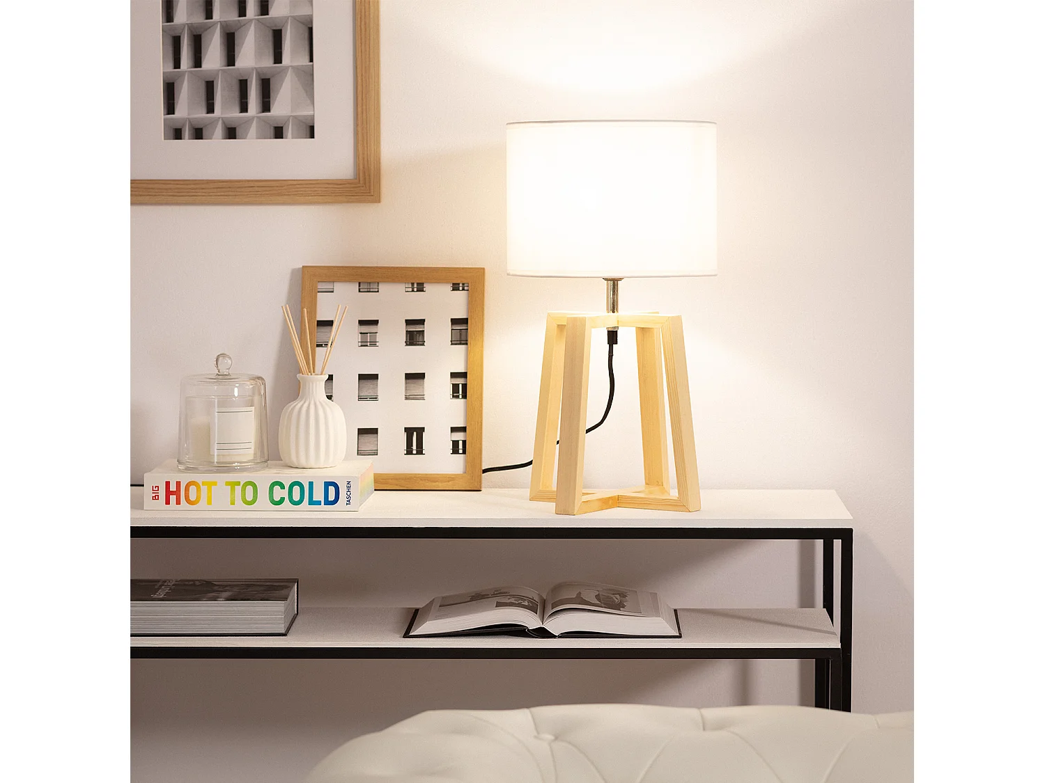 Lampe à Poser Bois Korsade Blanc