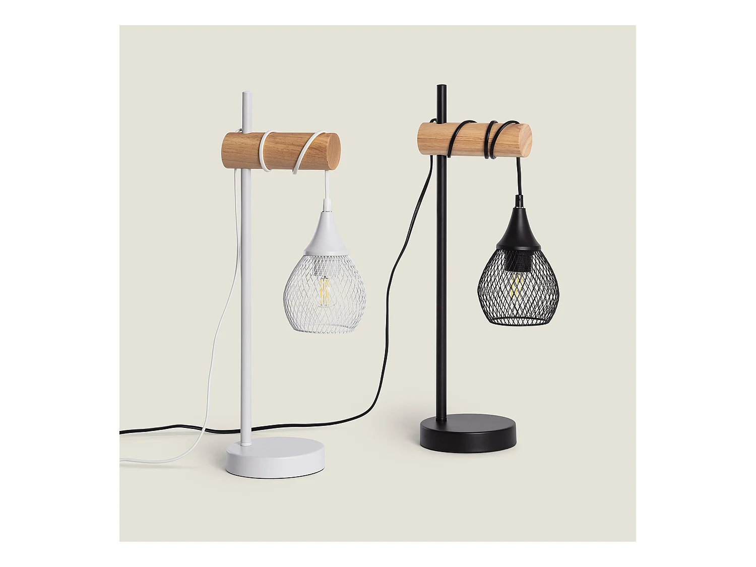 Lámpara de Mesa de Metal WiFi con Regulador Monah Negro