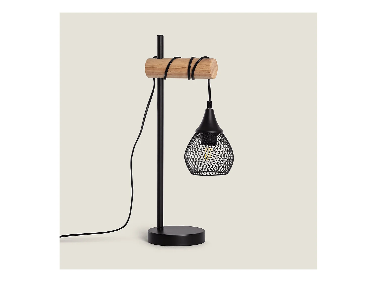 Lámpara de Mesa de Metal WiFi con Regulador Monah Negro