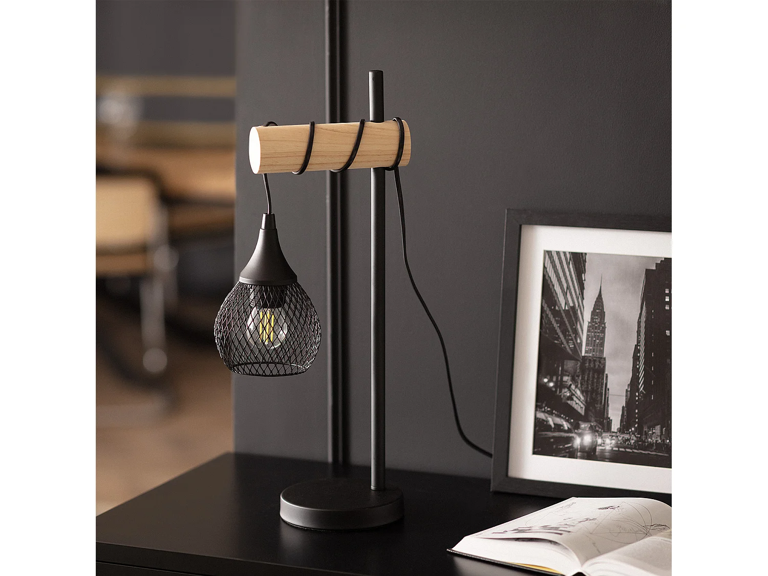 Lampada da Tavolo in Metallo Wi-Fi con Regolatore Monah Nero