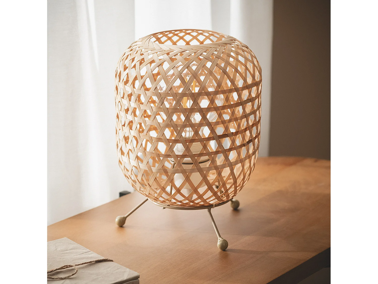 Lámpara de Mesa Bambú Chia Natural