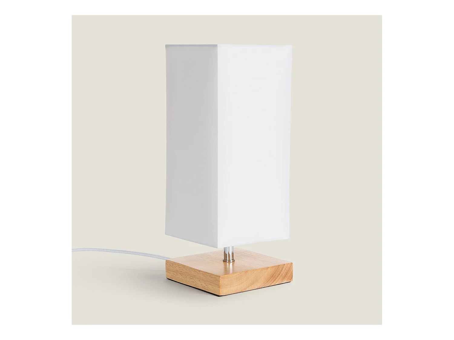 Lampe à Poser Bois et Tissu Haarle Blanc