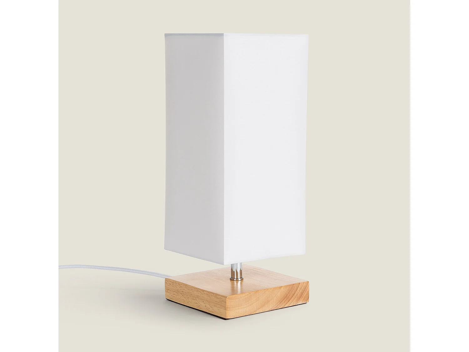 Lampe à Poser Bois et Tissu Haarle Blanc