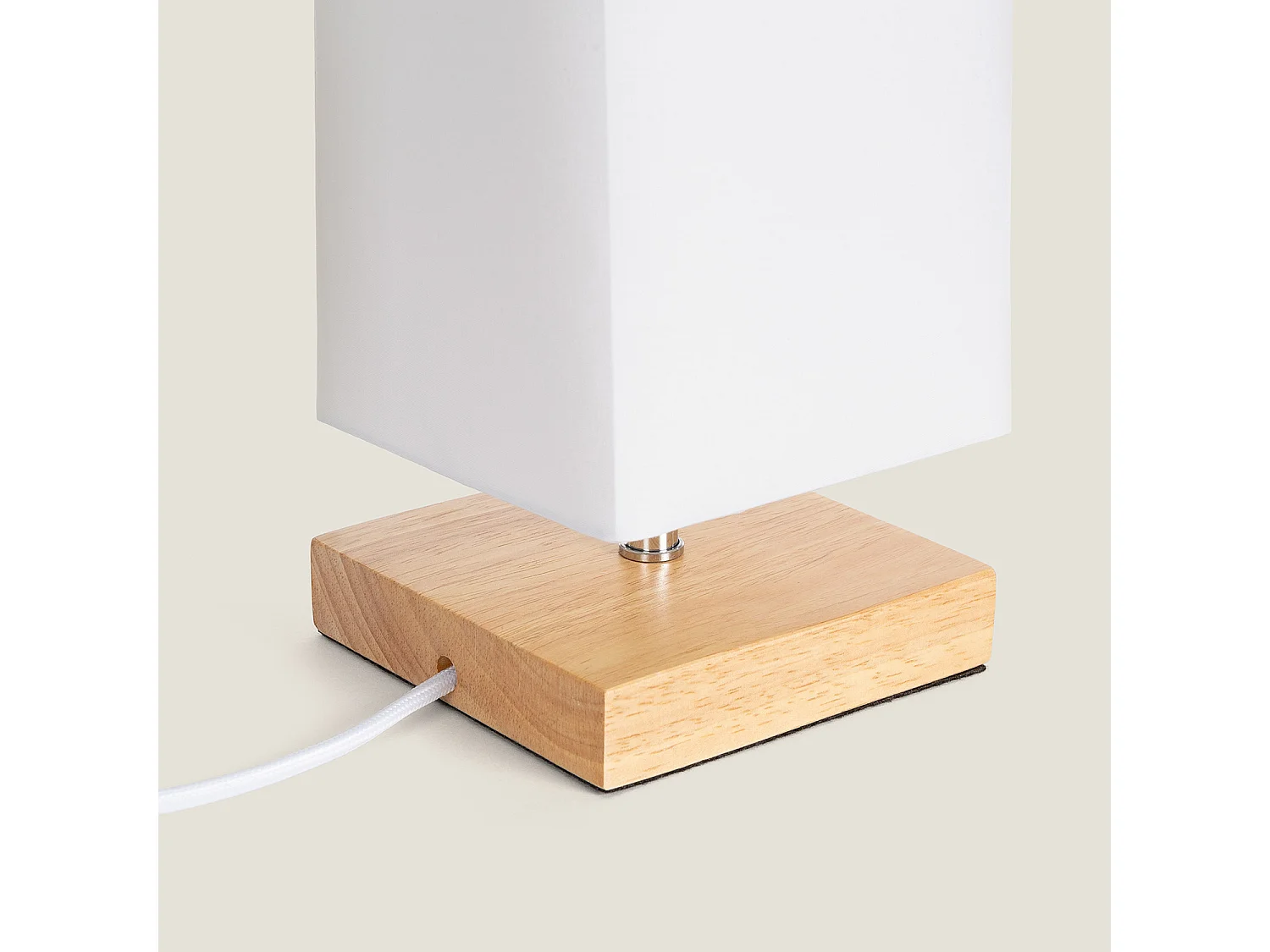 Lampe à Poser Bois et Tissu Haarle Blanc