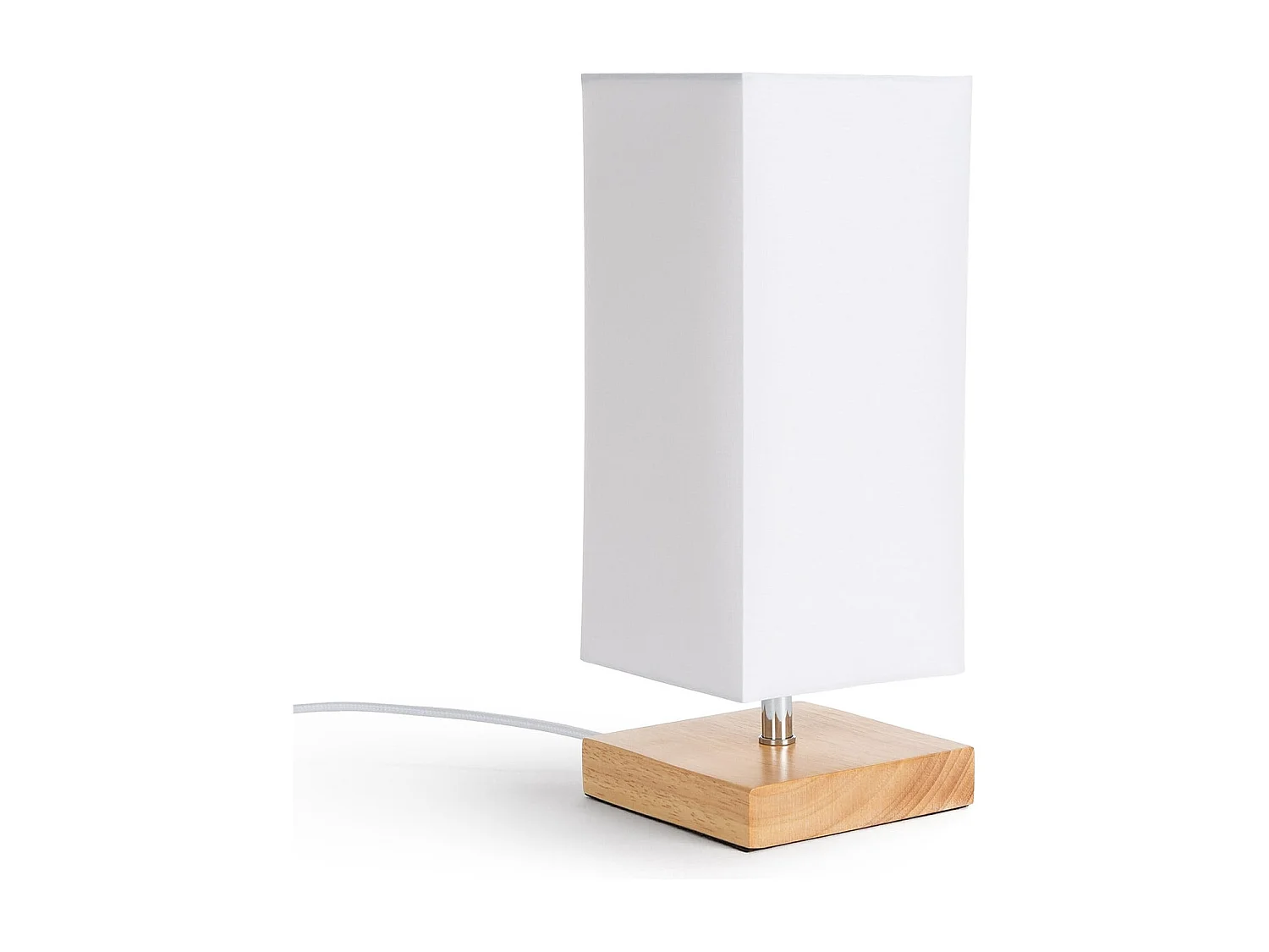 Lámpara de Mesa de Madera y Tela Haarle Blanco