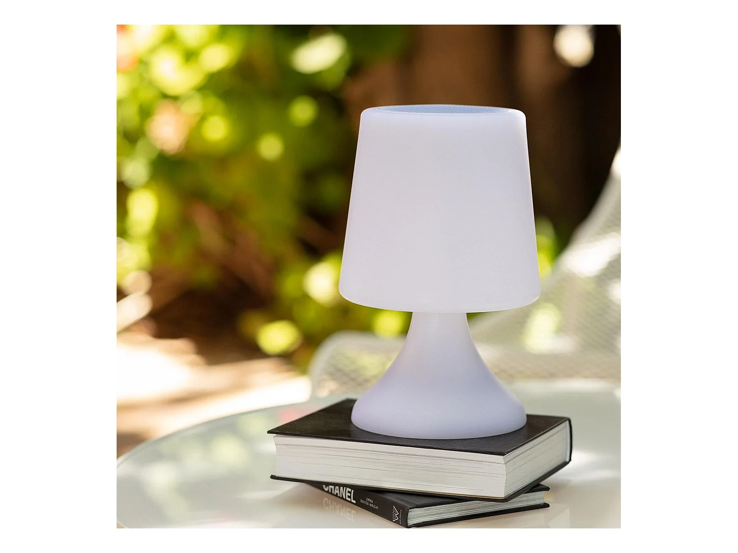 Lampe à Poser LED Extérieure Portative Uyoga RGBW avec Haut-Parleur Bluetooth et Batterie Rechargeable USB Blanc