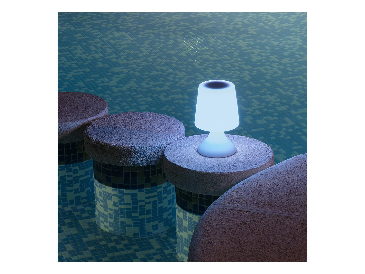 Lampe à Poser LED Extérieure Portative Uyoga RGBW avec Haut-Parleur Bluetooth et Batterie Rechargeable USB Blanc