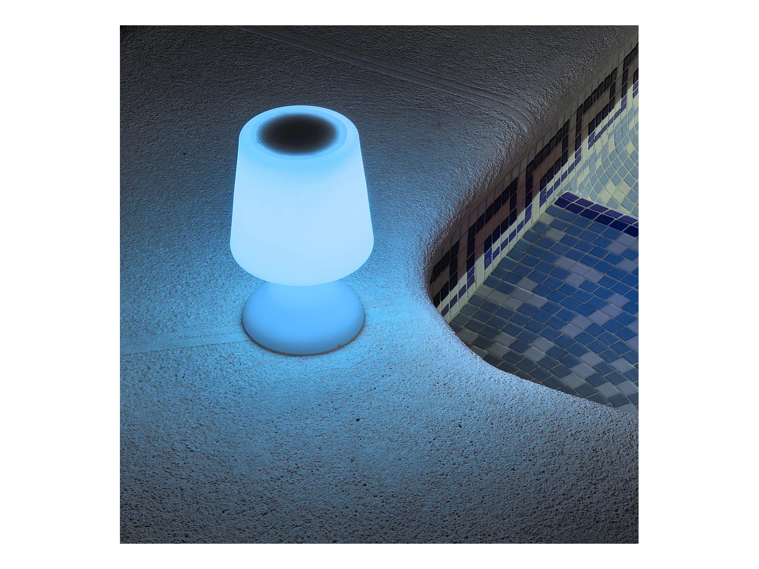 Lampe à Poser LED Extérieure Portative Uyoga RGBW avec Haut-Parleur Bluetooth et Batterie Rechargeable USB Blanc