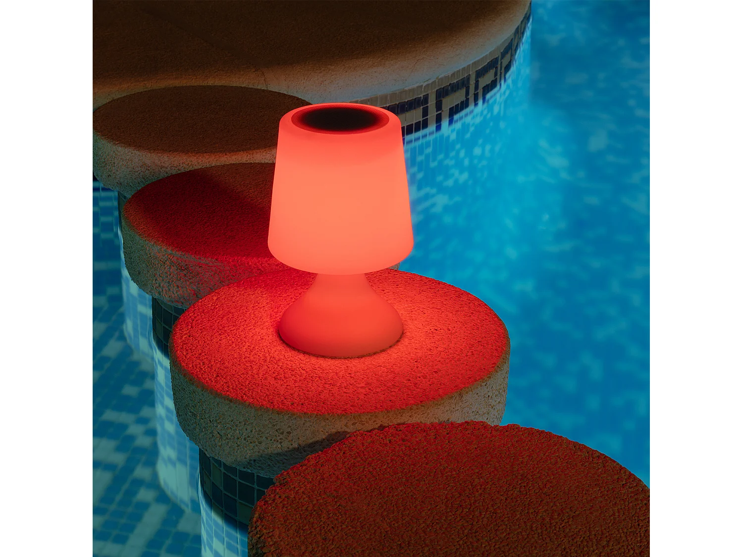 Lampe à Poser LED Extérieure Portative Uyoga RGBW avec Haut-Parleur Bluetooth et Batterie Rechargeable USB Blanc