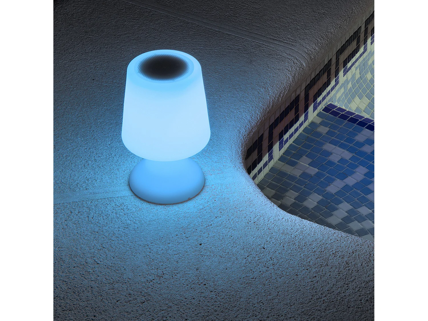 Lampe à Poser LED Extérieure Portative Uyoga RGBW avec Haut-Parleur Bluetooth et Batterie Rechargeable USB Blanc