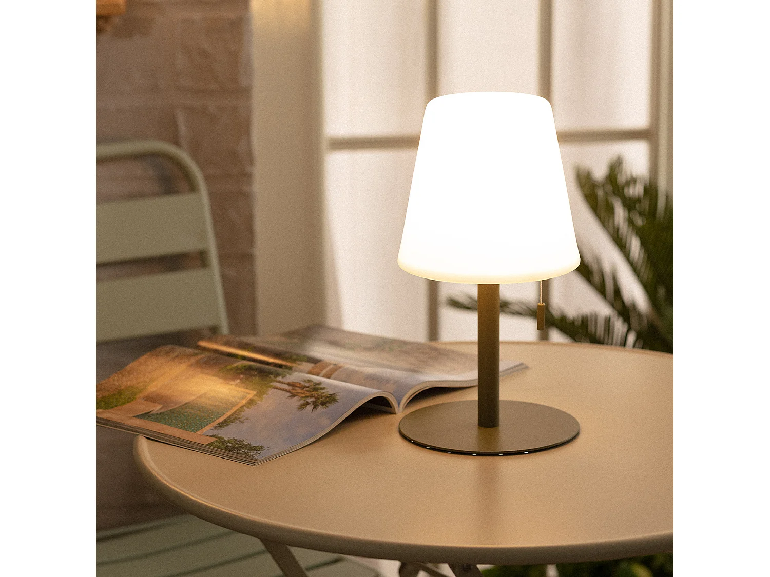Lámpara de Mesa LED Portátil para Exterior Aluminio con Batería Recargable Epinay Verde Caqui