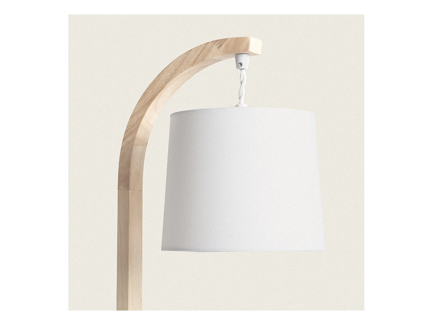 Lampada da Tavolo Tessuto e Legno Haakon Bianco