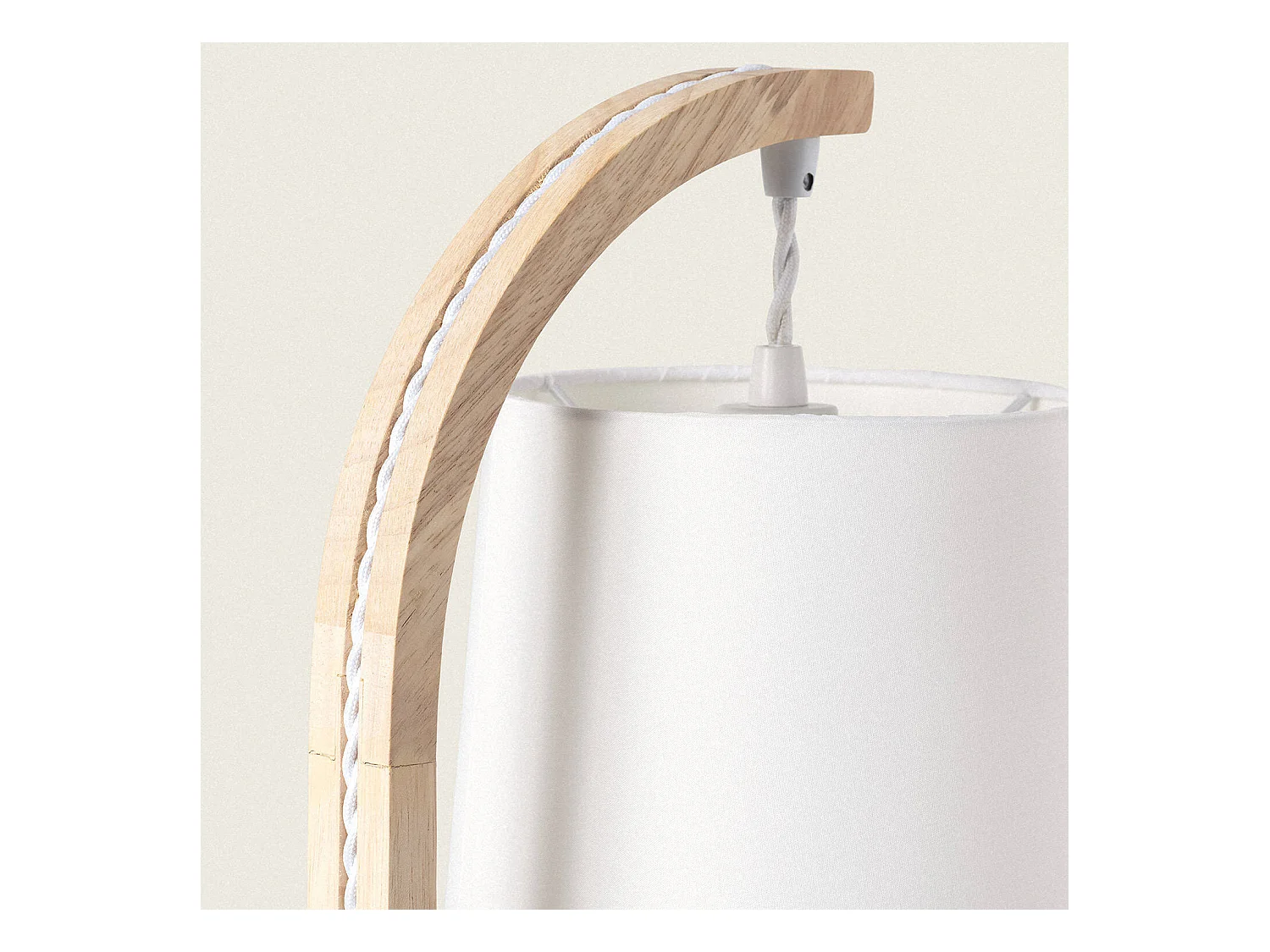 Lampada da Tavolo Tessuto e Legno Haakon Bianco