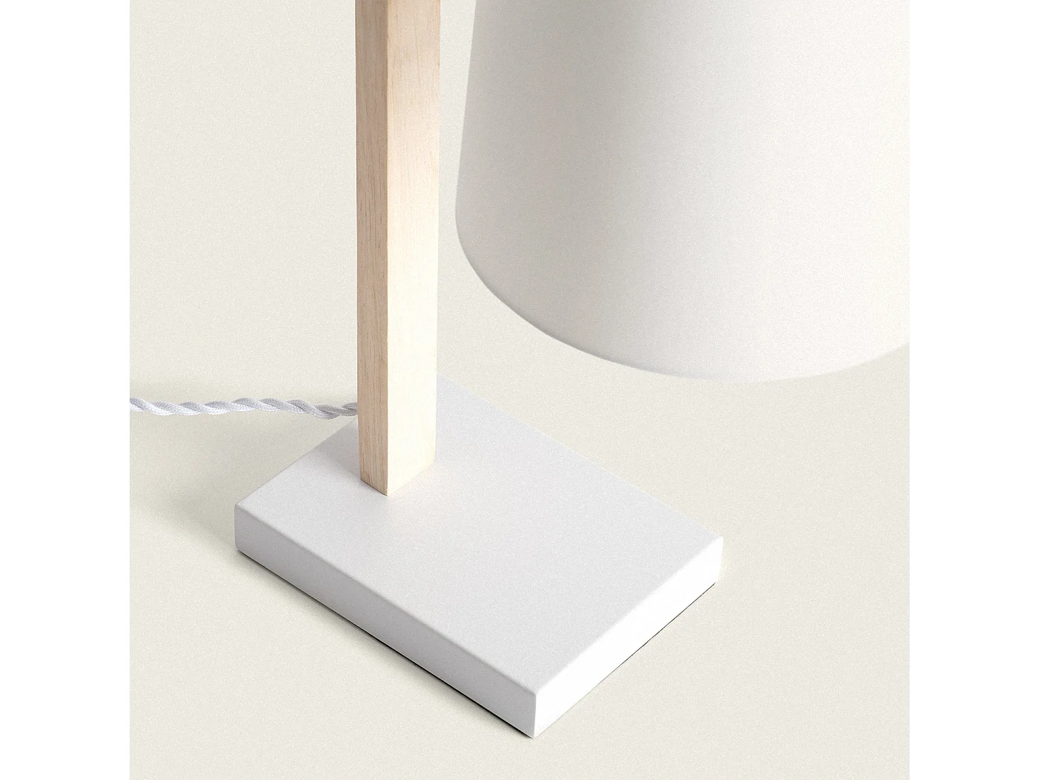 Lampe à Poser Bois et Textile Haakon  Blanc