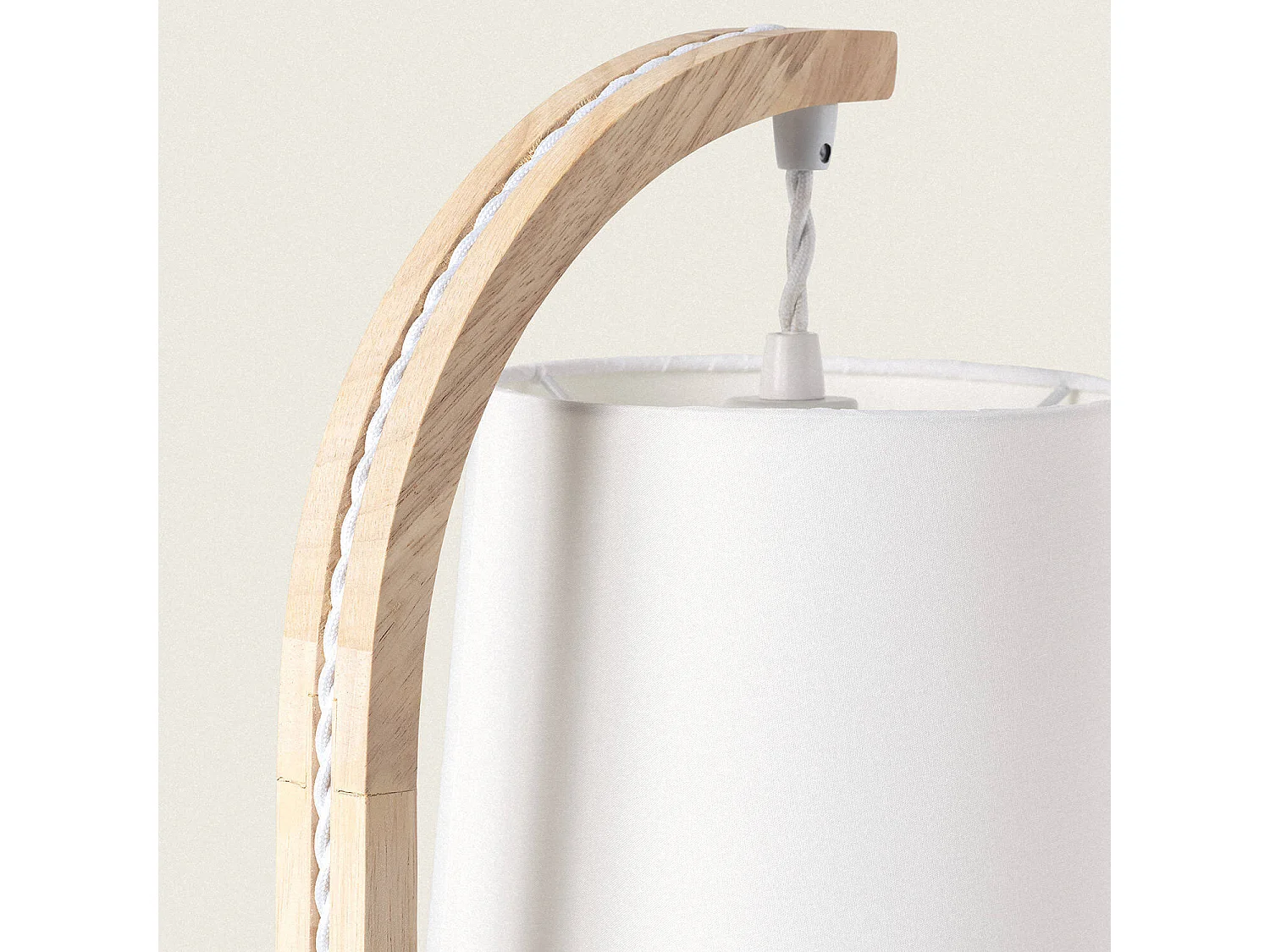 Lampe à Poser Bois et Textile Haakon  Blanc