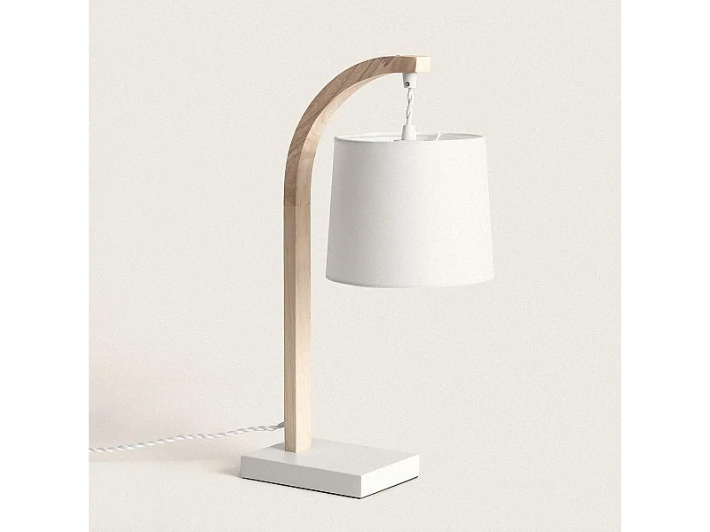 Lampe à Poser Bois et Textile Haakon  Blanc
