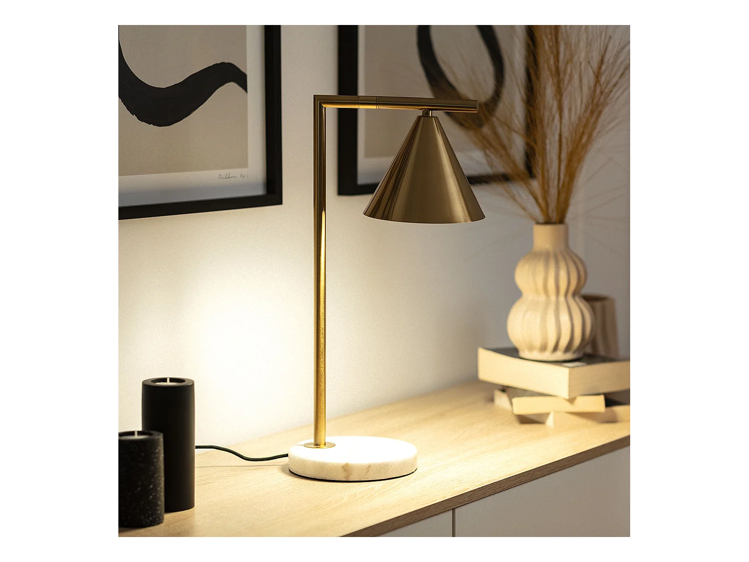 Lampe à Poser Marbre et Métal Tinos  Doré