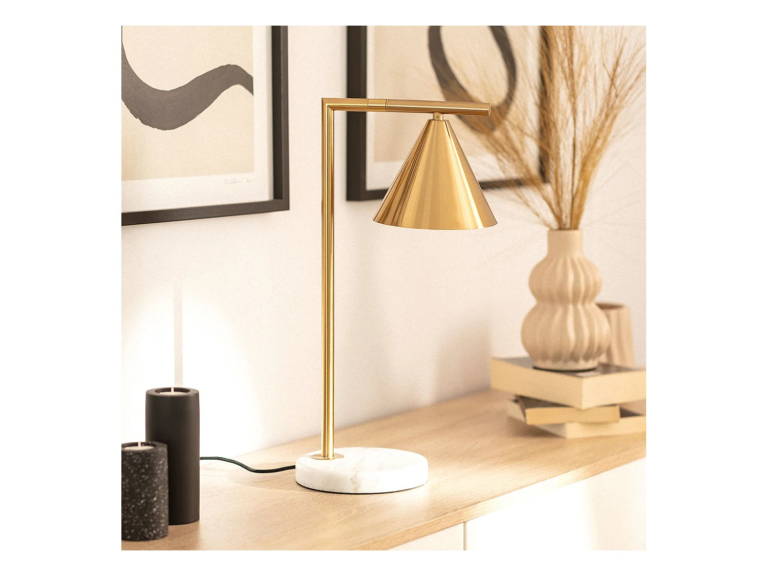 Lampe à Poser Marbre et Métal Tinos  Doré