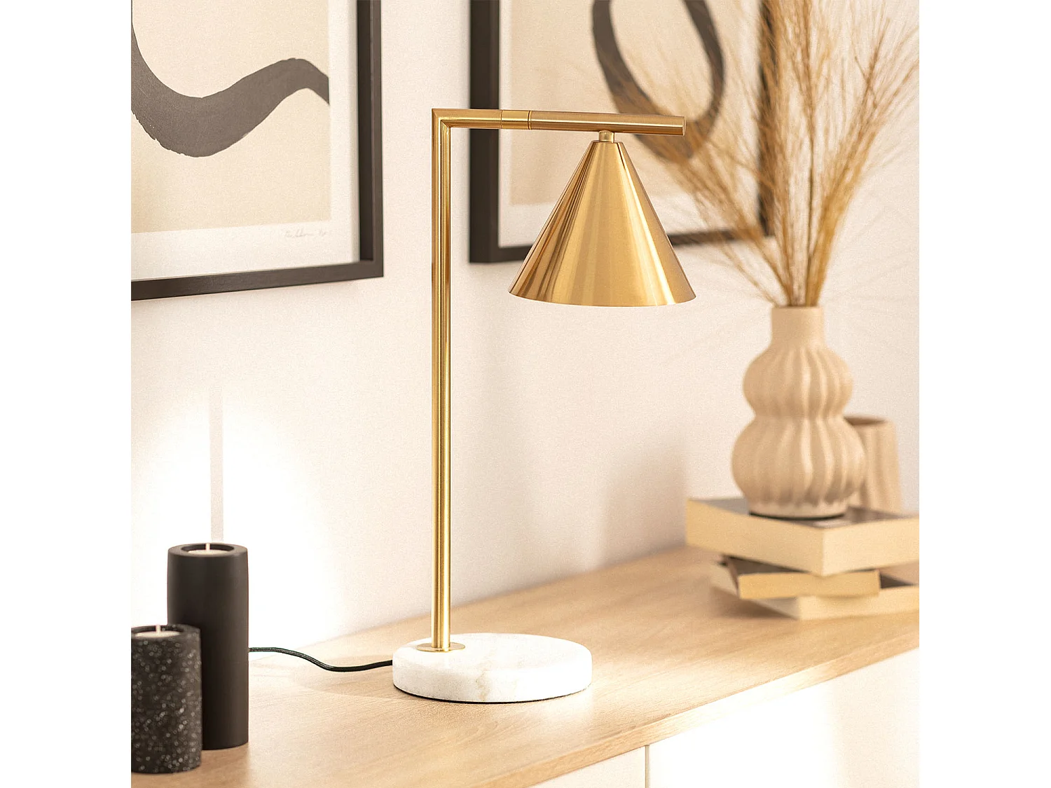 Lampe à Poser Marbre et Métal Tinos  Doré