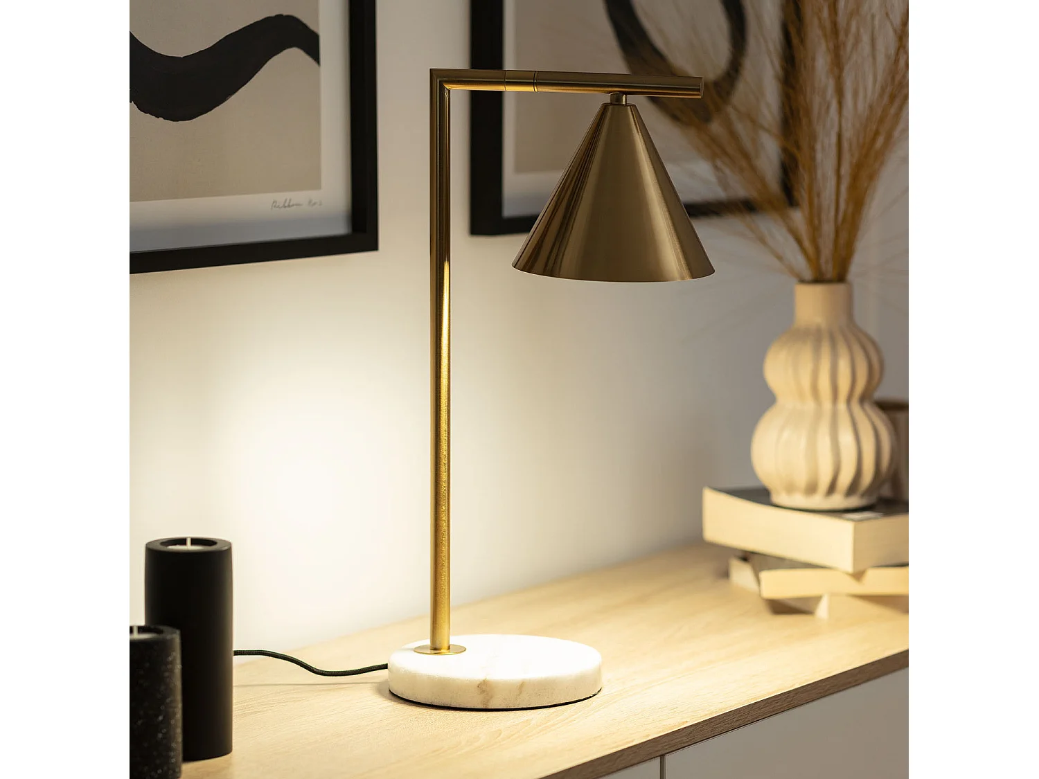 Lampe à Poser Marbre et Métal Tinos  Doré