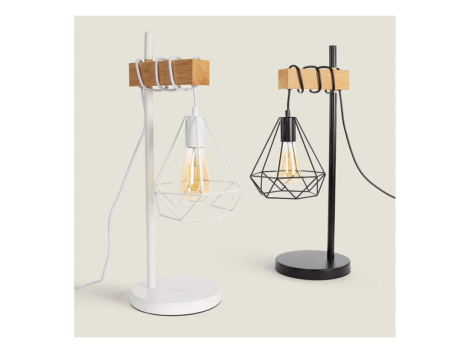 Lampe à Poser Bois et Métal Sardo Noir