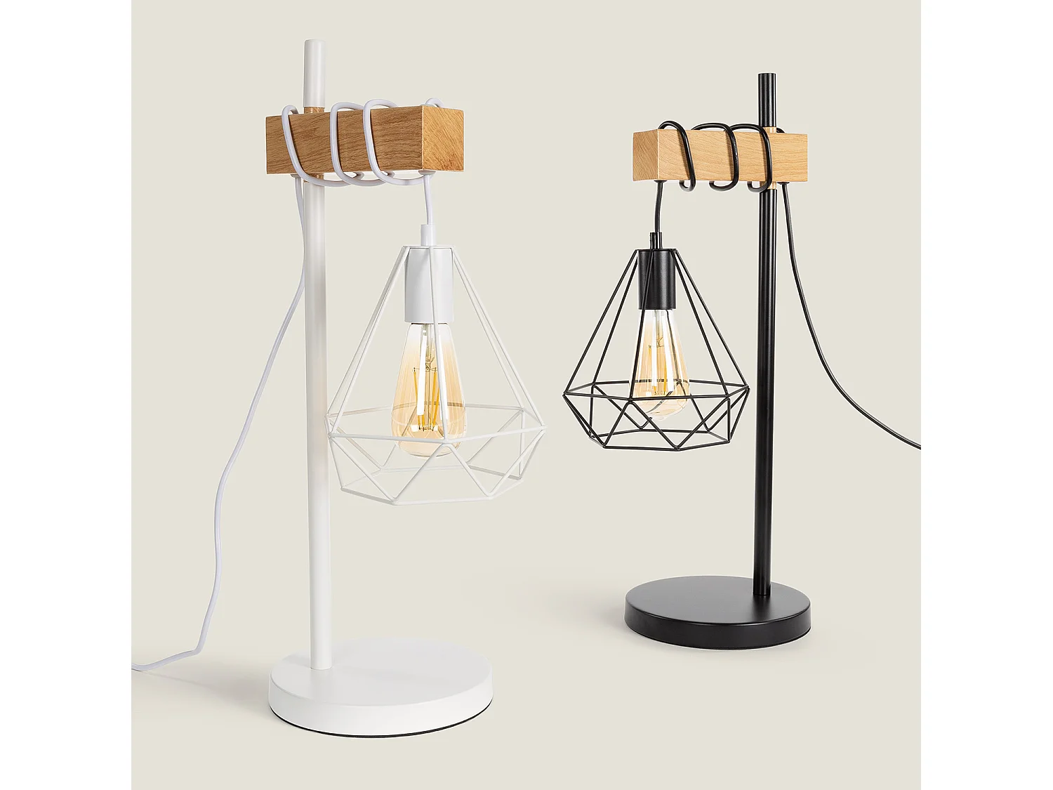 Lampe à Poser Bois et Métal Sardo Noir