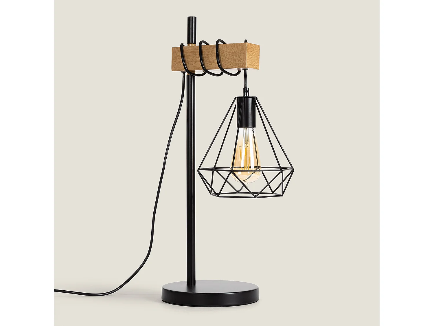 Lampe à Poser Bois et Métal Sardo Noir