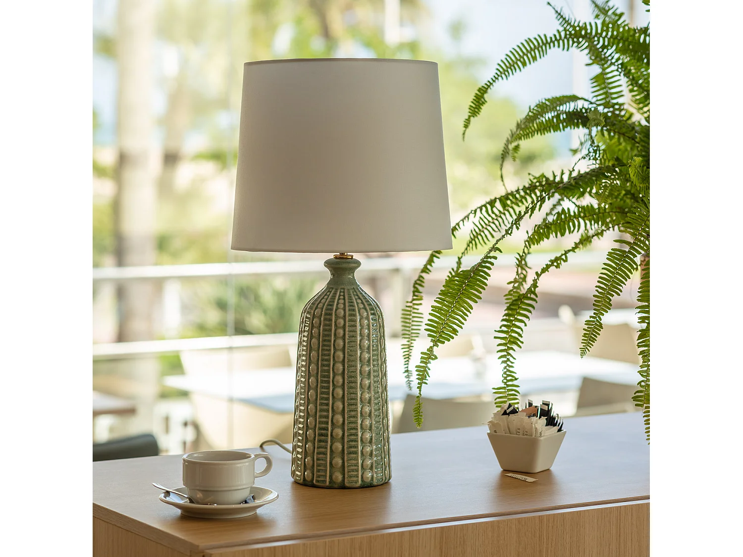 Lampe à Poser Céramique Zellin Vert kaki